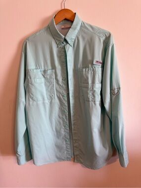 Columbia Men’s Long-Sleeve Button-Down Shirt - Light Seafoam